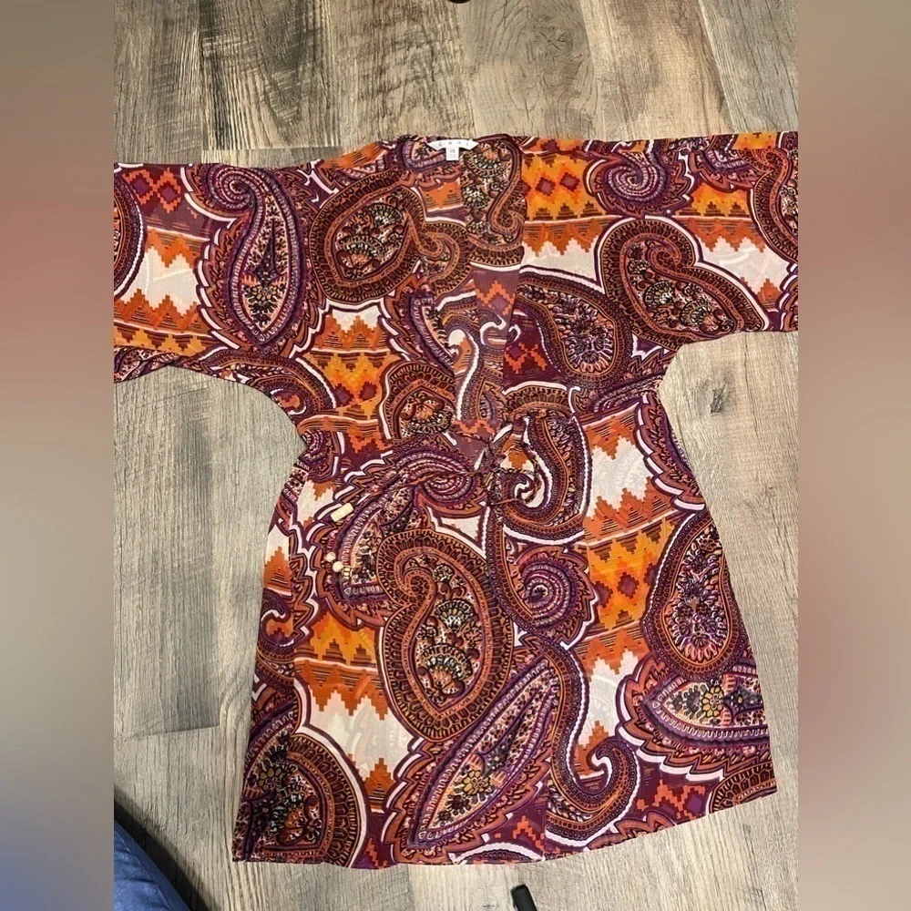 CAbi Sheer Paisley Print‎ Kimono size XS